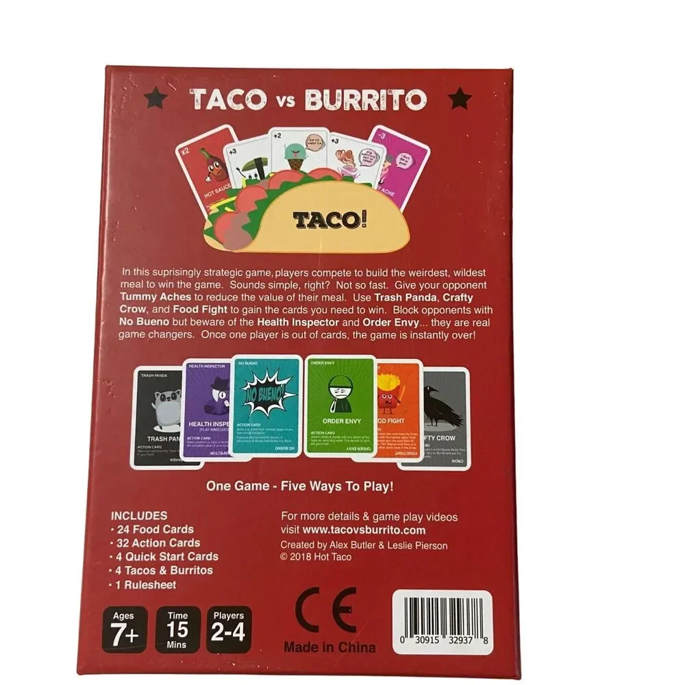 #7494 Hot Taco Brand Taco versus Burrito card game